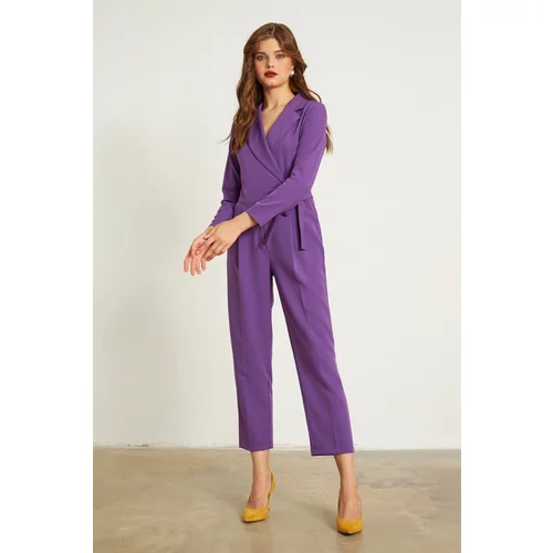 Gusto Jacket Collar Jumpsuit - Purple