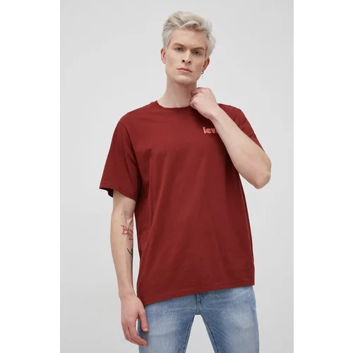 Levi's Bombažen t-shirt bordo barva