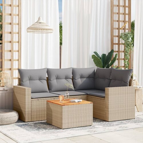 VidaXL 5-dijelni set vrtnih sofa s jastucima bež od poliratana Slike