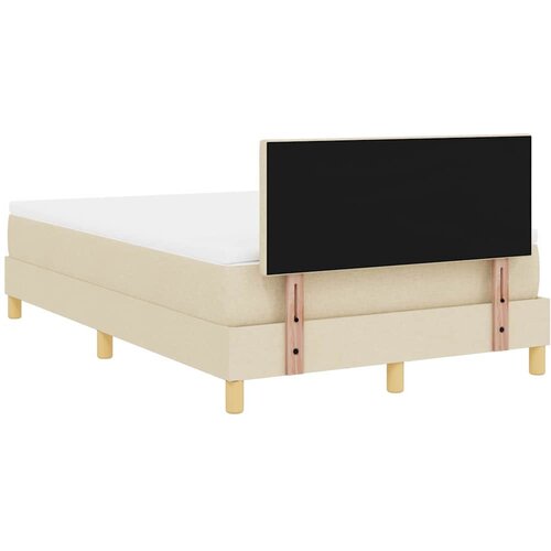  LED Box Spring Krevet s jastukom Krema 120 x 190 cm tkanina Slike