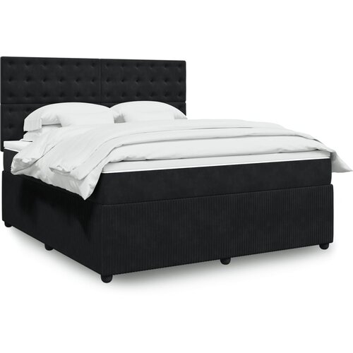 VidaXL Box spring postelja z vzmetnico črna 180x200 cm žamet Slike