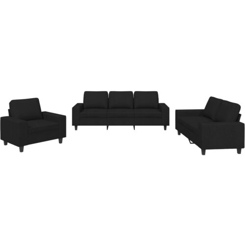 Maison Chic Sedežna garnitura - kavč 3-delna črno blago, (21728491) Cene