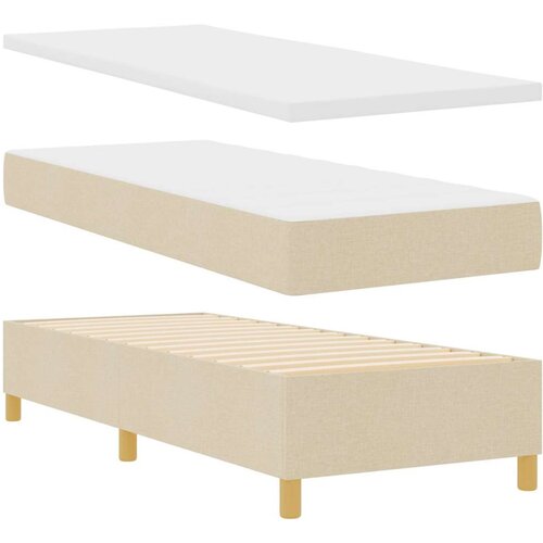  Krevet s podnicom i madracem krem 80x200 cm tkanina Slike