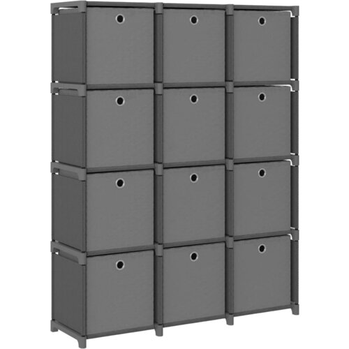 VidaXL Police za izlaganje s 12 kutija od tkanine 103x30x141 cm sive Slike