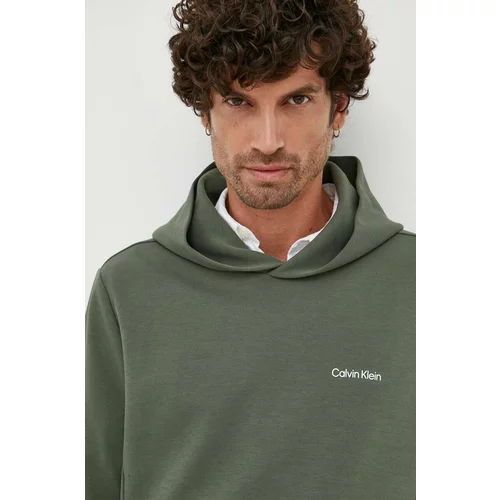Calvin Klein Pulover moška, zelena barva, s kapuco