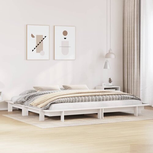 Furnova Posteljni okvir brez vzmetnice bel 200x200 cm trdna borovina, (21935758) Slike
