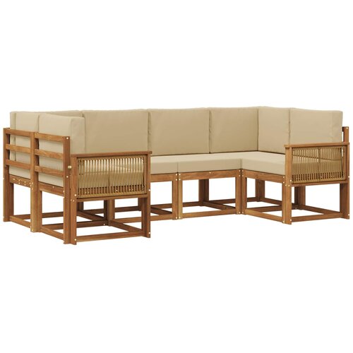 vidaXL Zunanja garnitura za sedenje z blazino 6 pcs Naravna in bež, (5000280640) Cene