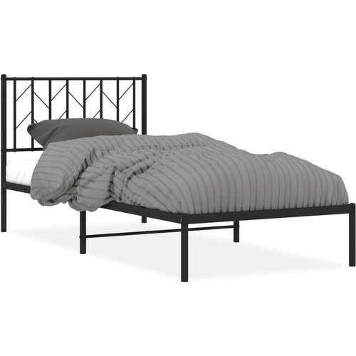 vidaXL Kovinski posteljni okvir z vzglavjem črn 90x200 cm Cene