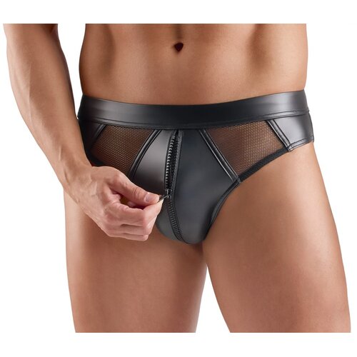 Svenjoyment Cool Wetlook Briefs with Zip 2120461 Black XL Cene