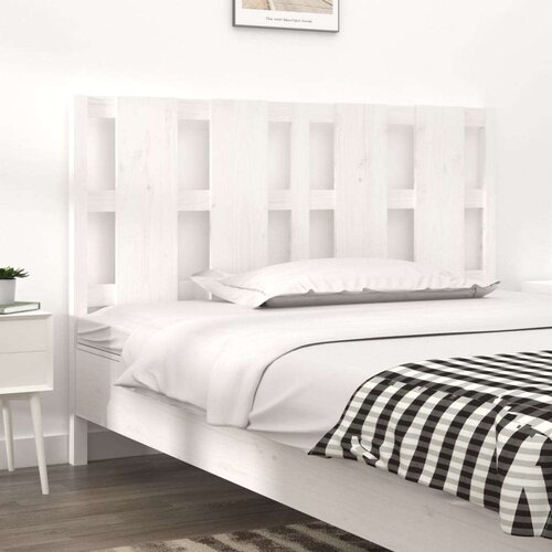  Uzglavlje za krevet bijelo 125 5x4x100 cm od masivne borovine Slike