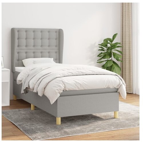  Box spring postelja z vzmetnico svetlo siv 100x200 cm blago Cene