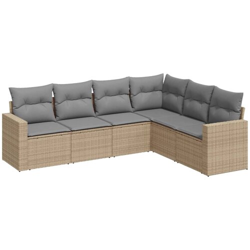 vidaXL 6-dijelni set vrtnih sofa s jastucima bež od poliratana Cijene