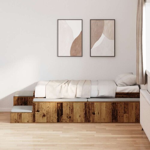  Postelja z okvirjem Stari les Les 100 x 200 cm Shranjevanje, (22082547) Slike