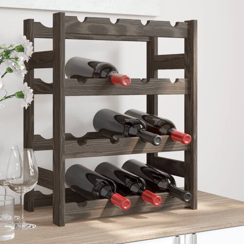  Stalak za vino za 16 boca sivi od masivne borovine Cijene