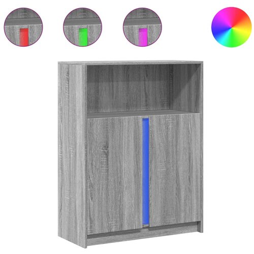 Maison Chic Komoda - Predalnik z LED siva sonoma 77x34x100 cm inženirski les, (21721924) Slike