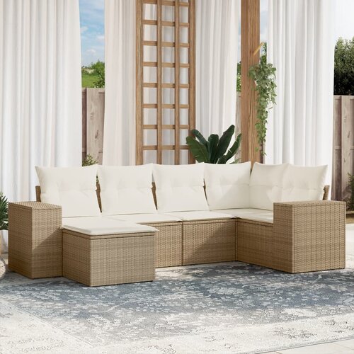 vidaXL 6-dijelni set vrtnih sofa s jastucima bež od poliratana Cijene