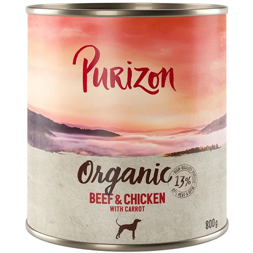  10 € uštede! 24 x 800 g / 400 g Purizon - Organic: govedina i piletina s mrkvom (24 x 800 g)