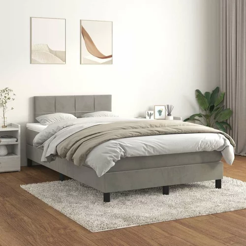 Box spring postelja z vzmetnico svetlo siva 120x200 cm žamet, (20726657)
