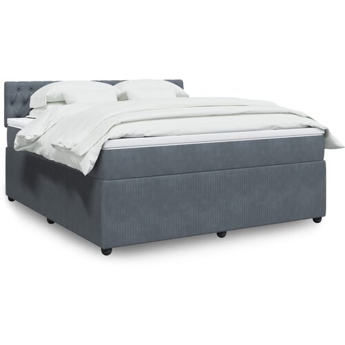 vidaXL Box spring postelja z vzmetnico temno siva 180x200 cm žamet Cene