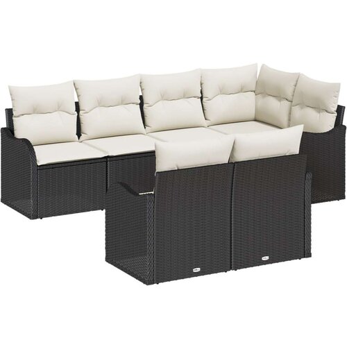  7-dijelni vrtni kauč set s jastucima Crni Poli Ratan 2-sjedalo vrtni kauč s jastucima Crni Poli Ratan Slike