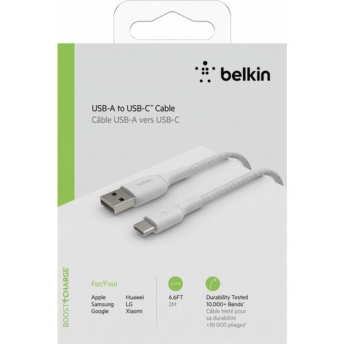 Belkin BoostCharge USB-A v USB-C kabel bele barve dolžine 2m Slike