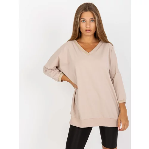 Fashion Hunters Casual, beige blouse made of RUE PARIS cotton