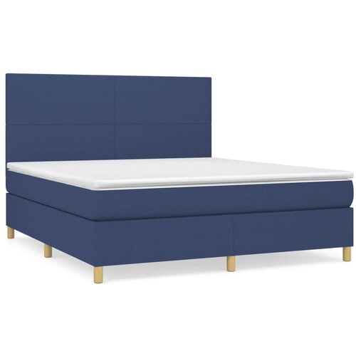 vidaXL Box spring postelja z vzmetnico modra 160x200 cm blago, (20892811) Cene