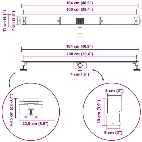  Tu&amp;scaron; odtok Stekleni pokrov s 360&amp;deg; sifonom Črna 100 cm, (5000248860) Slike