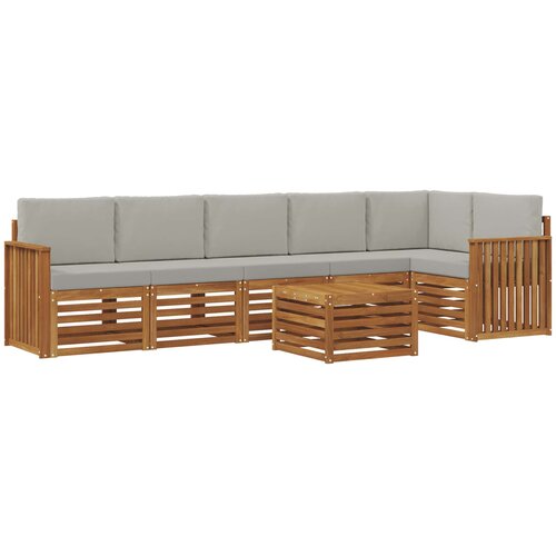  Set vanjskih sofa 7 kom. Prirodna i svijetlo siva Poliester Slike