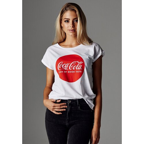 Merchcode Women's T-shirt Coca Cola with round logo white Cene