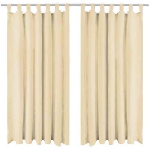 vidaXL Mikro Satenske Zavjese 2 kom s Tregerima 140x225 cm Bež Cijene