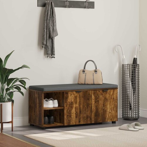  Klupa za hodnik s jastukom Dimljeni Hrast 100 x 38 x 46 cm Cijene