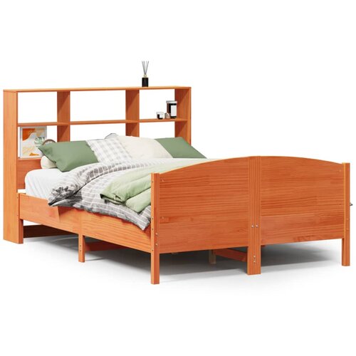 vidaXL Knjižna postelja brez vzmetnice vošč. rjava 135x190 cm borovina, (21653582) Cene