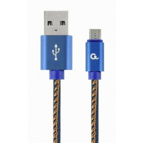 Gembird CC USB2J AMmBM 1M BL Premium jeans denim Micro USB cable with metal connectors, 1 m, blue Slike