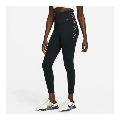 Nike One High-Waisted Lace-Up 7/8 Women's Leggings, Black/Plum Eclipse, (20485591-c566098)