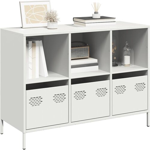 VidaXL Komoda bela 101,5x39x73,5 cm hladno valjano jeklo Slike