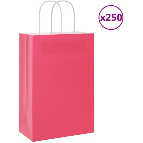 VidaXL Papirnate vrečke 250 kosov z ročaji roza 21x11x31 cm Slike