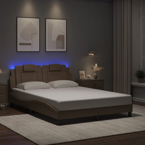  Okvir kreveta Viana s LED-om bez madraca cappuccino 140x190 cm Slike