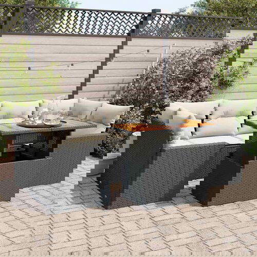 VidaXL 7-dijelni set vrtnih sofa od poliratana s jastucima crni Slike