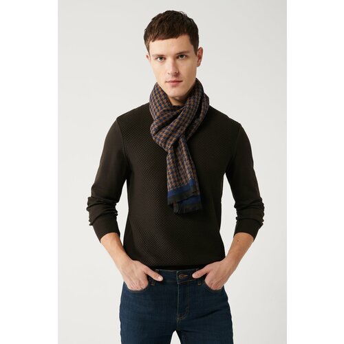 Avva Men's Brown Knitwear Sweater Crew Neck Textured Cotton Regular Fit Cene