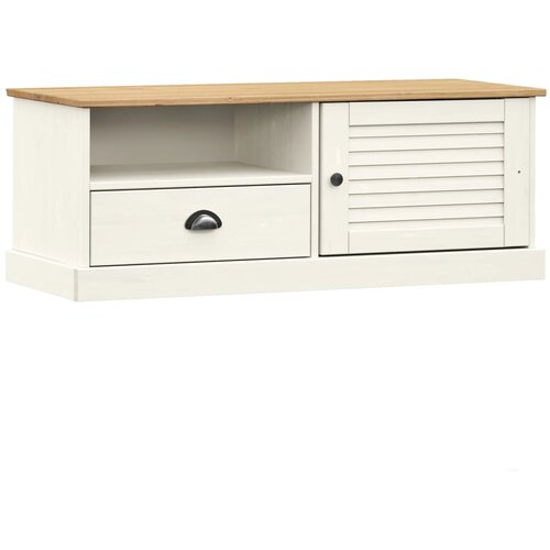Maison Chic TV omarica - TV enota - Televizijska omarica VIGO bela 106x40x40 cm trdna borovina, (21700018) Slike