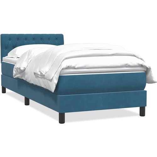 VidaXL Box spring postelja z vzmetnico temno modra 100x210 cm žamet, (22010993) Slike