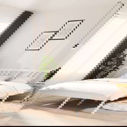  Posteljni okvir bel iz trdnega lesa 160x200 cm, (20601645) Slike