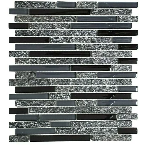Mix Mozaik ploščice Crystal Mix XCM MV798 (29,8 x 33,8 cm, siva/črna, sijaj)