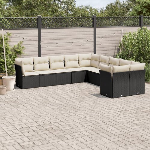  10-dijelni set vrtnih sofa s jastucima crni od poliratana Cijene