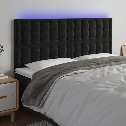 vidaXL LED posteljno vzglavje črno 200x5x118/128 cm žamet Cene