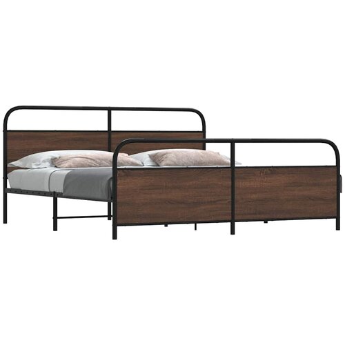 VidaXL Metalni okvir kreveta bez madraca smeđa boja hrasta 180x200 cm Slike