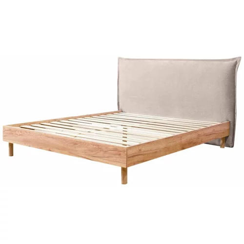 Bobochic Paris Bež/naravna zakonska postelja z letvenim dnom 160x200 cm Charlie –