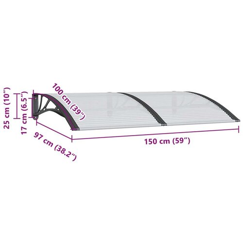  Nadstre&amp;scaron;nica za vrata crna 150 x 100 cm polikarbonatna Slike