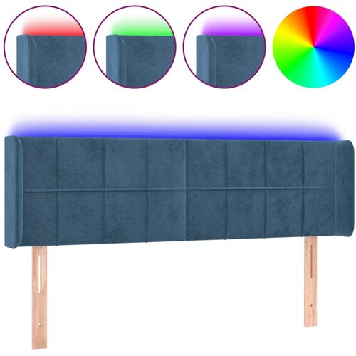 Maison Chic led posteljno vzglavje - vzglavna omarica - nočna omarica temno modro 147x16x78/88 cm žamet, (21712888) Slike